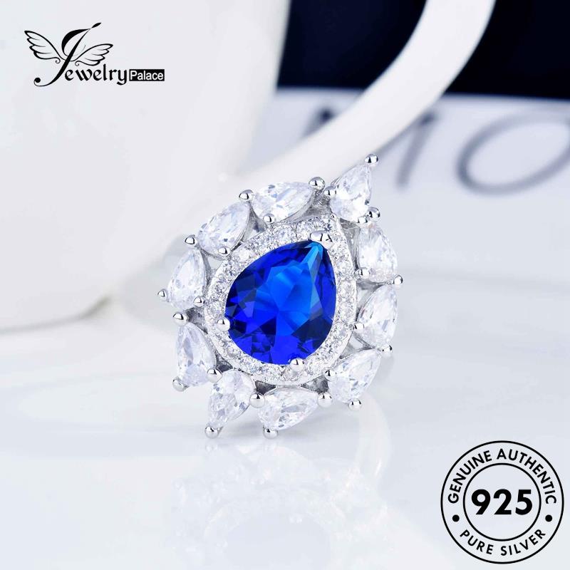 Jewelrypalace Kalung Perak925 Mewah Asli Sapphire Wanita Set S383