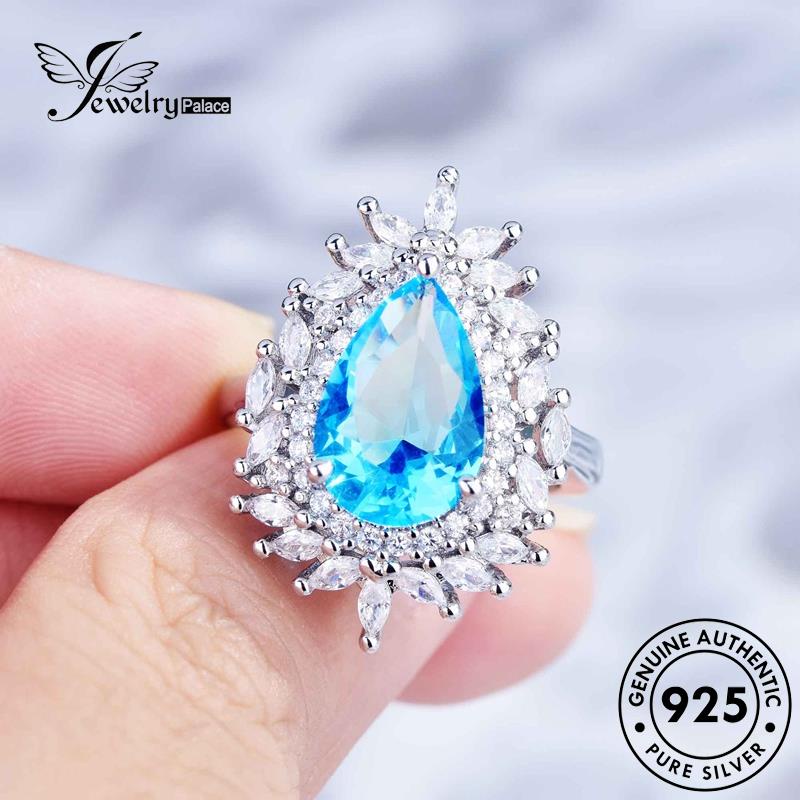 Jewelrypalace Fashion Perak Drop Set Safir Wanita Kalung925 Asli S394