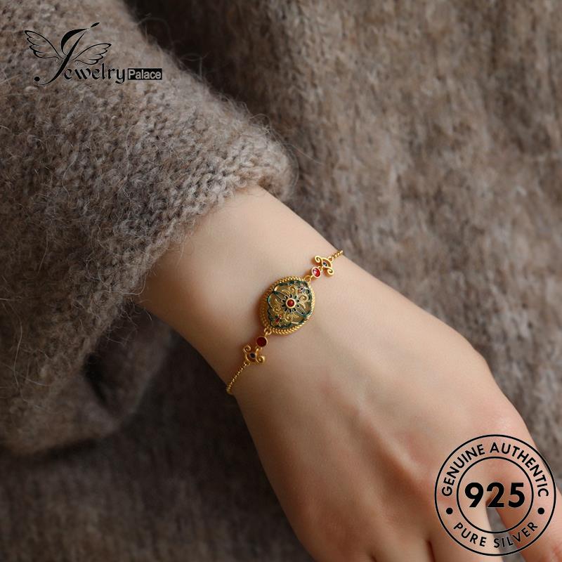 Tempat Perhiasan Wanita Set Giok Asli925 Kalung Perak Mekar Kaya S442