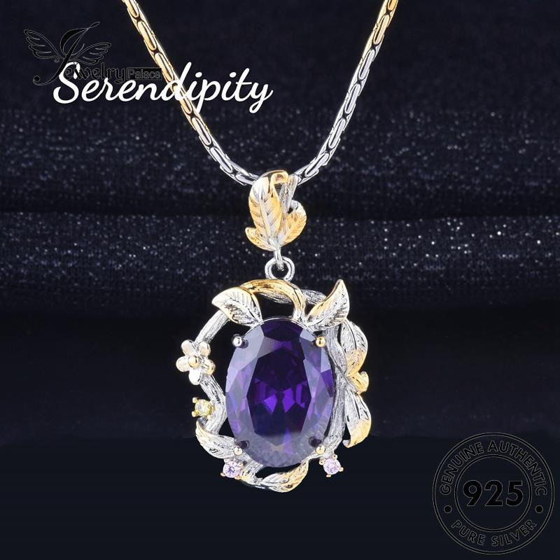 Jewelrypalace Silver Wanita Amethyst Kalung Emas Bertekstur Set925 Asli S452