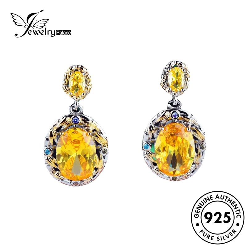 Perhiasantempat Wanita Kalung Emas Mewah Perak Citrine Set925 Asli S497