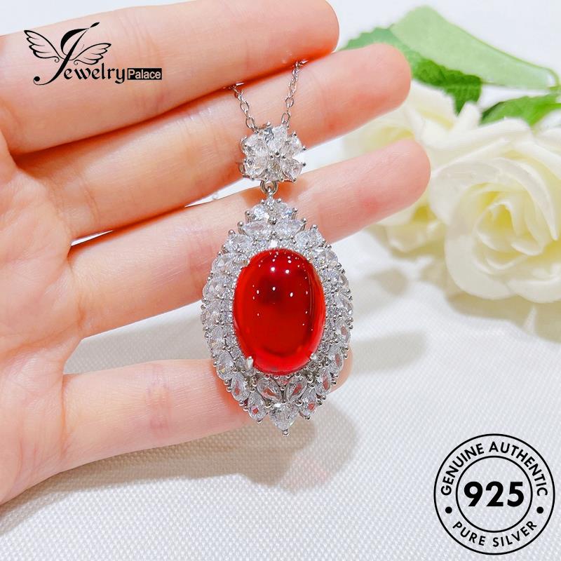 Perhiasanpalace Set Ruby Oval Perak Wanita925 Kalung Asli S503