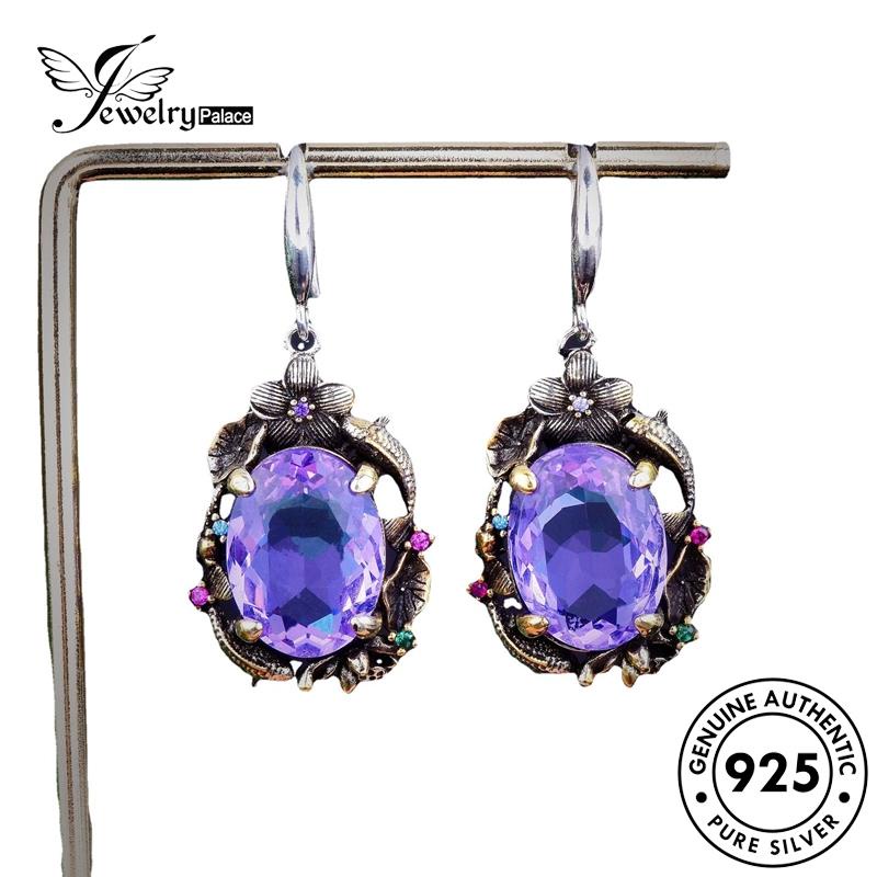 Jewelrypalace Kalung925 Perak Asli Wanita Amethyst Kerawang Kerawang Kerawang Set S545