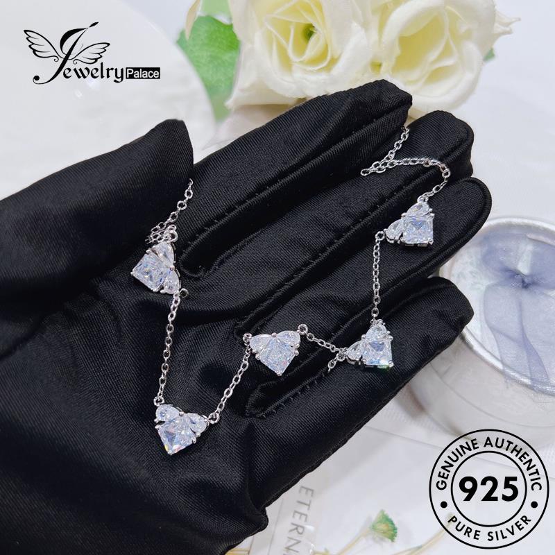 Tempat Perhiasan Wanita Asli Berlian Silver Princess Kristal Kalung Set Pink925 S513