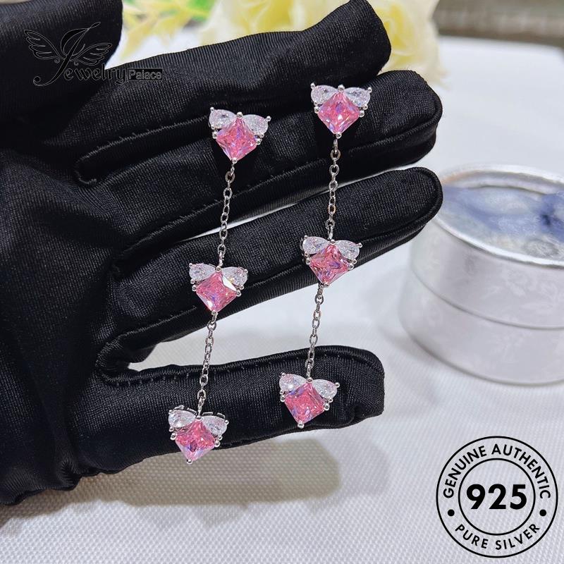 Tempat Perhiasan Wanita Asli Berlian Silver Princess Kristal Kalung Set Pink925 S513