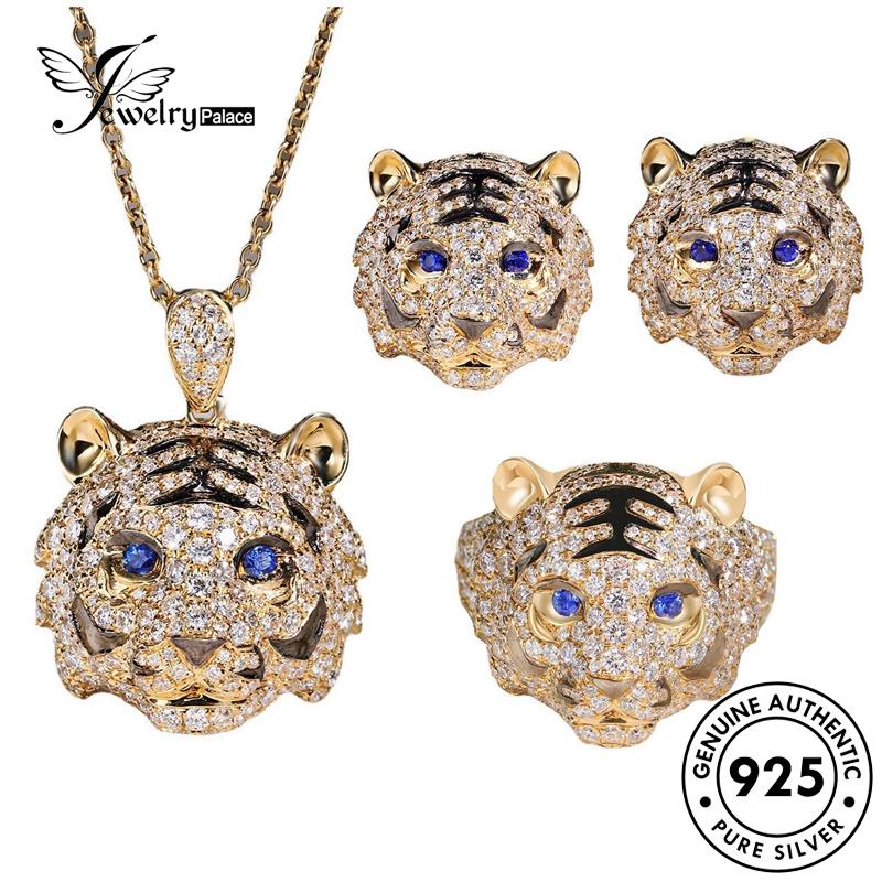 Jewelrypalace Moissanite Set Emas Wanita Berlian Kalung Mendominasi Perak925 Asli Macan S587