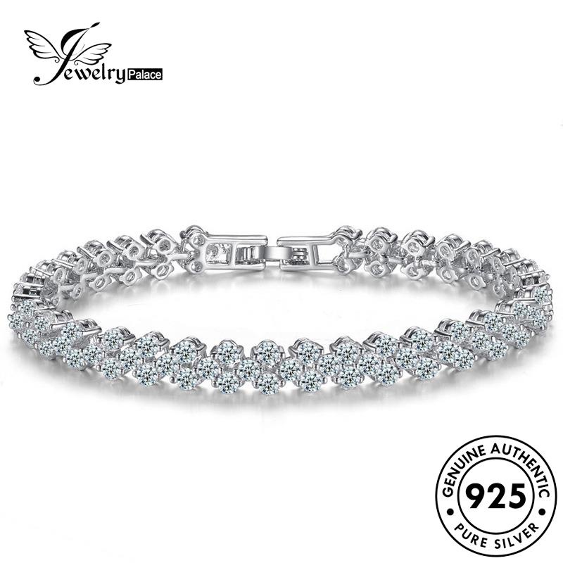 Jewelrypalace Wanita Moissanite Gelang Mewah925 Berlian Diamond Perak Emas Asli B372