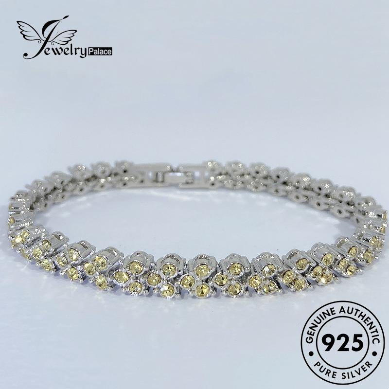 Jewelrypalace Wanita Moissanite Gelang Mewah925 Berlian Diamond Perak Emas Asli B372