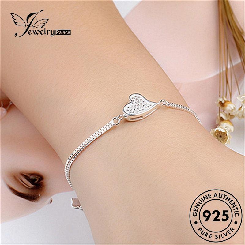 Jewelrypalace Perak Love Moissanite Asli Wanita Gelang Berlian Fashion925 B448