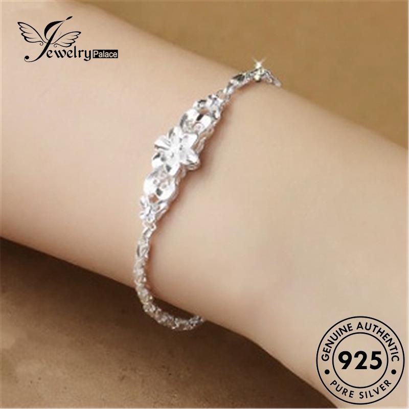 Jewelrypalace925 Wanita Bunga Gaya Korea Gelang Perak Asli B551