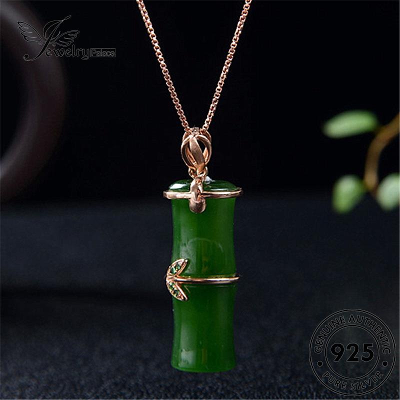 Jewelrypalace Asli Emerald Wanita Kalung Vintage Perak Bambu925 N541
