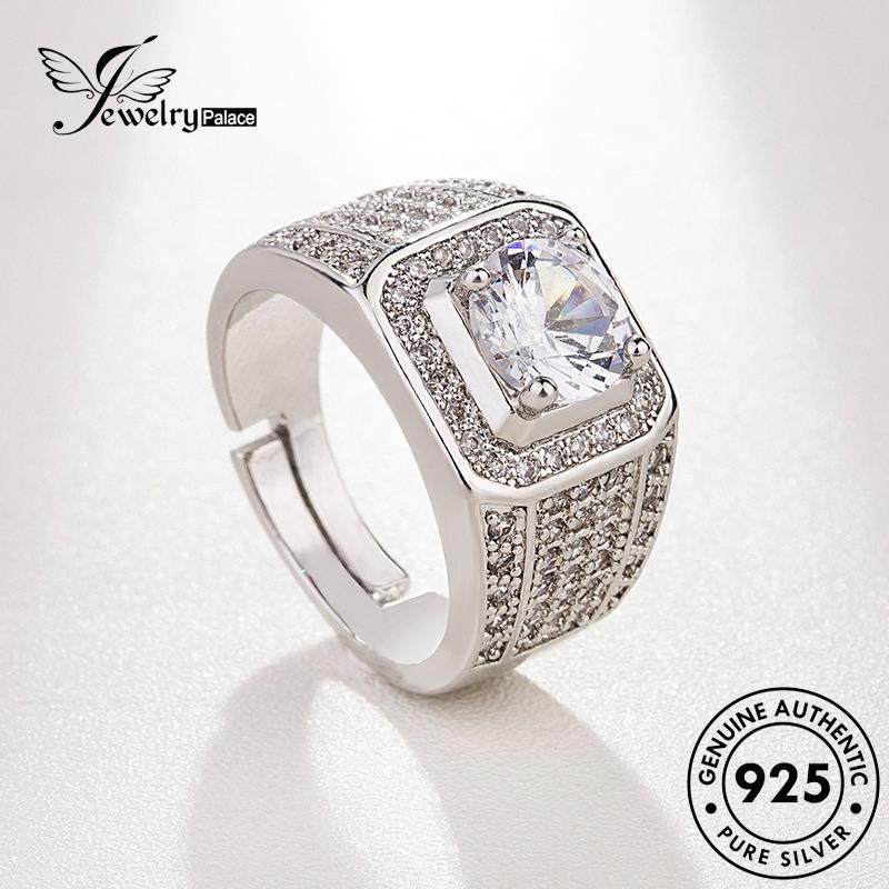 Tempat Perhiasan Cincin Pria Berlian Moissanite Mendominasi Perak925 Asli R87