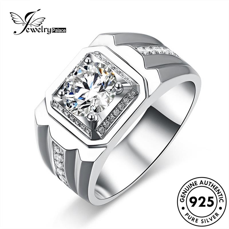 Jewelrypalace 925 Berlian Pria Perak Moissanite Fashion Cincin Asli R364