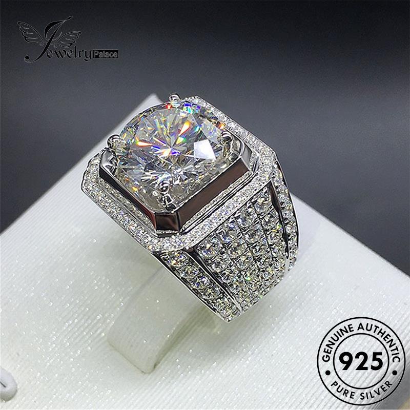 Perhiasantempat Cincin Asli925 Moissanite Pria Berlian Mendominasi Perak R390