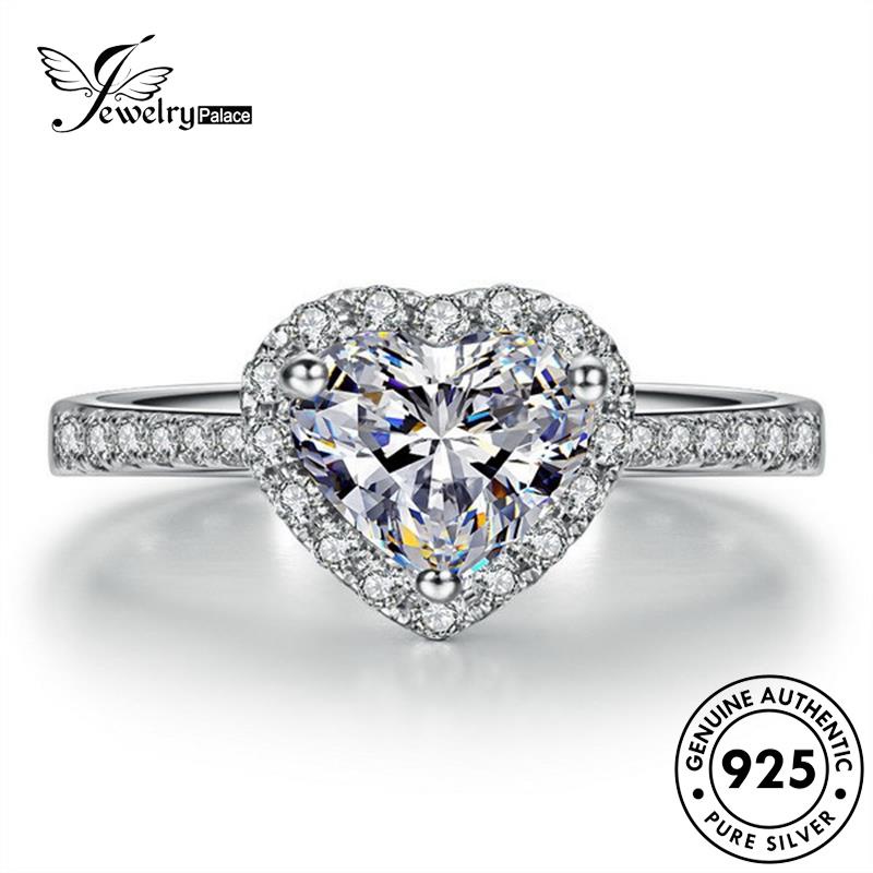 Jewelrypalace Cincin Perak925 Wanita Fashion Asli Love Moissanite Berlian R419