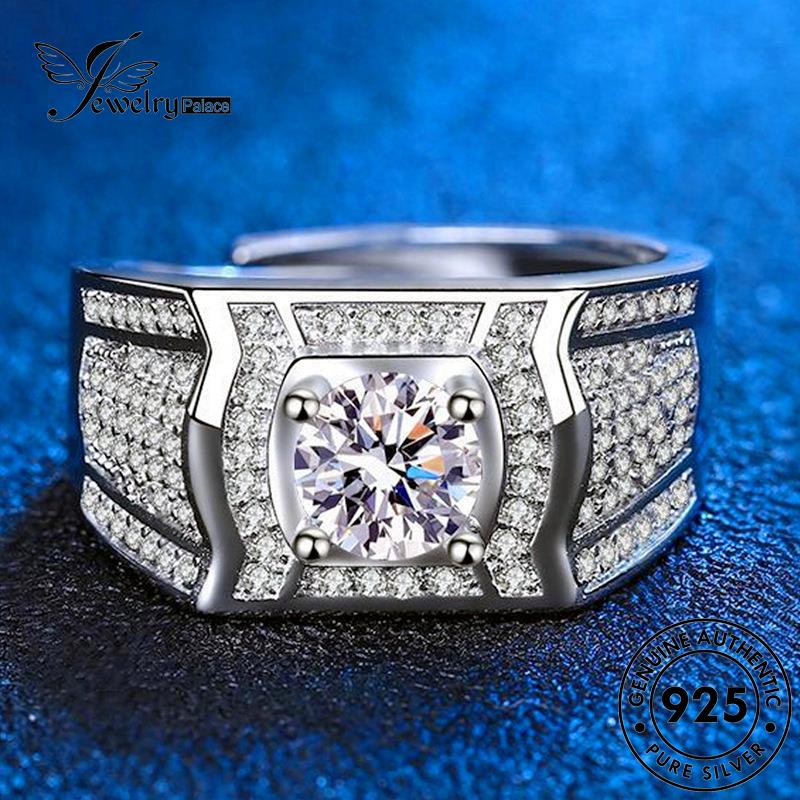 Jewelrypalace Pria Berlian Temperamen925 Asli Moissanite Cincin Perak R434