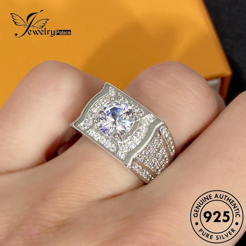 Jewelrypalace Pria Berlian Temperamen925 Asli Moissanite Cincin Perak R434