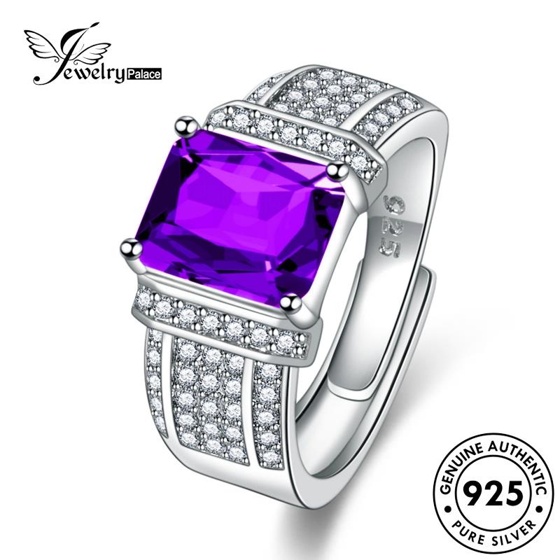 Jewelrypalace Cincin Kepribadian Persegi Asli Aquamarine Wanita Perak925 R435