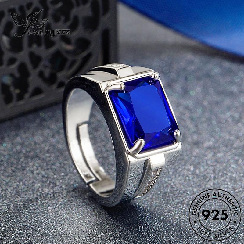 Jewelrypalace Cincin Zamrud Perak Asli Pria Kepribadian925 Persegi R320