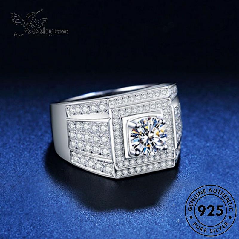 Jewelrypalace Cincin Moissanite Perak925 Mewah Berlian Asli Pria R455