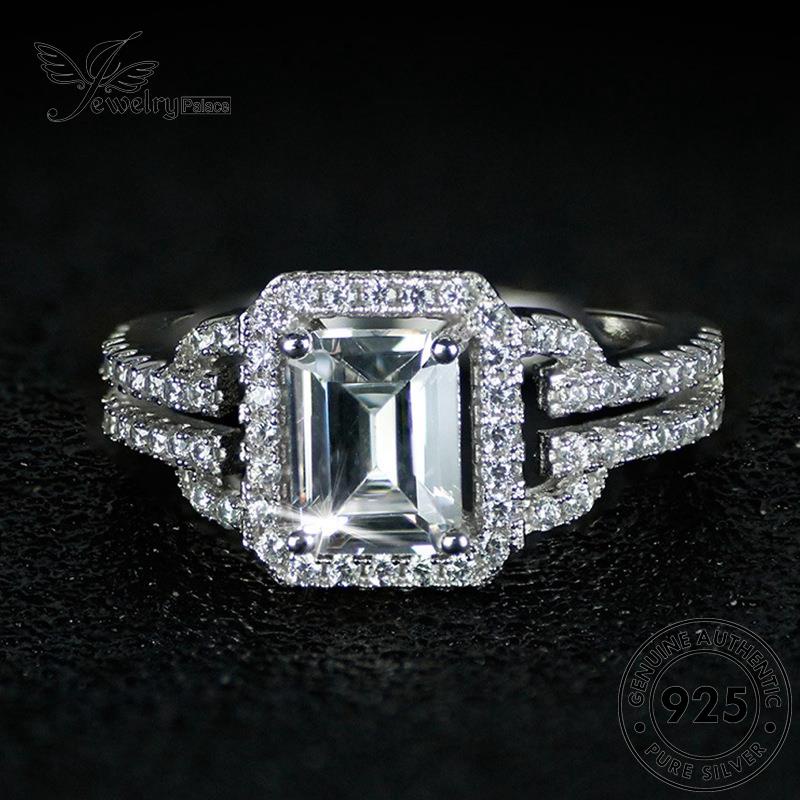 Jewelrypalace Moissanite Persegi Berlian925Asli Cincin Kepribadian Perak Wanita R552