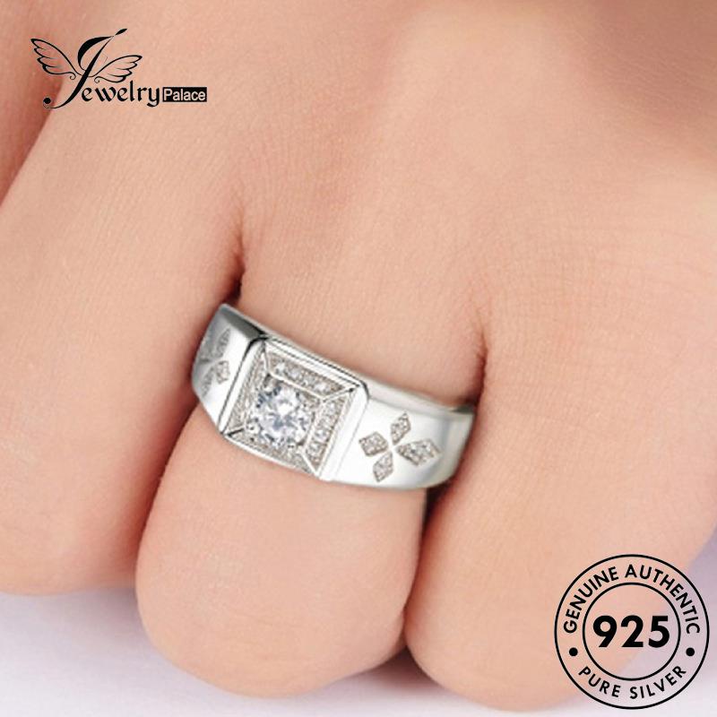 Jewelrypalace Cincin Perak Pria Kepribadian Cross Berlian Asli925 Moissanite R568