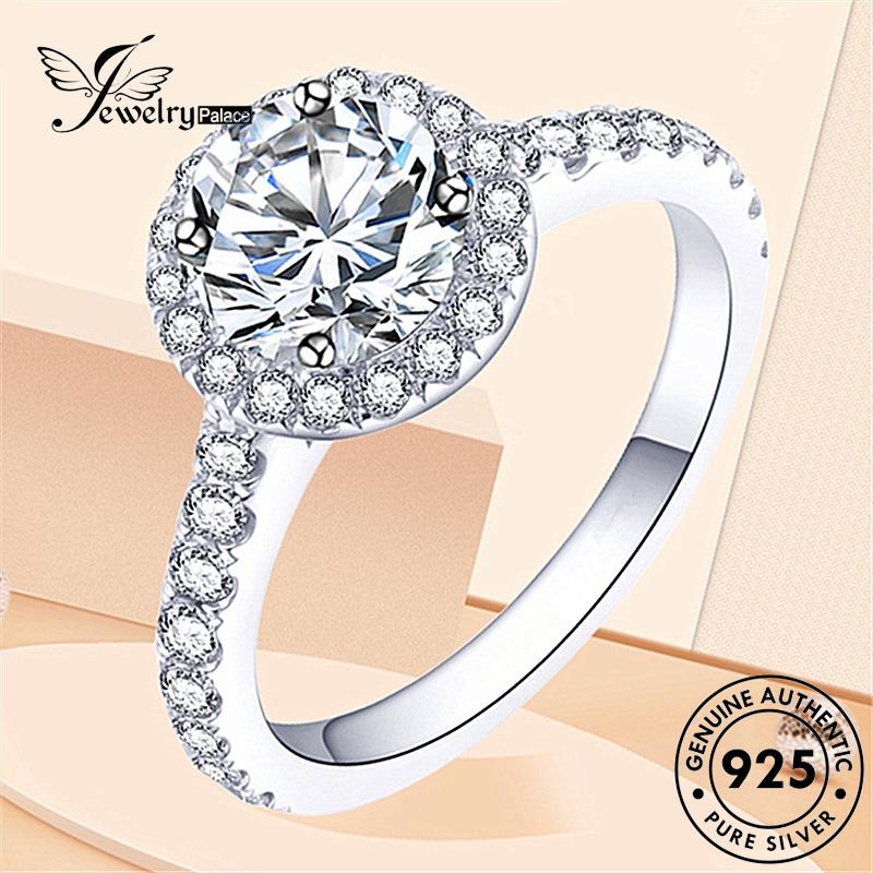 Tempat Perhiasan Wanita Perak Moissanite925 Cincin Fashion Berlian Bulat Asli R603