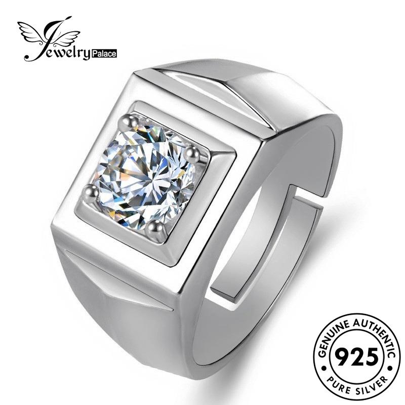 Jewelrypalace Cincin Perak925 Klasik Pria Berlian Asli Moissanite R604