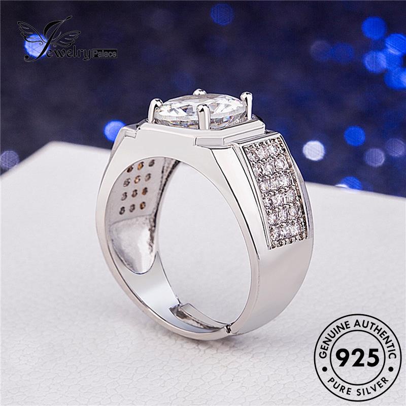 Perhiasantempat Cincin Berlian Perak Pria Persegi Kepribadian Asli925 Moissanite R694