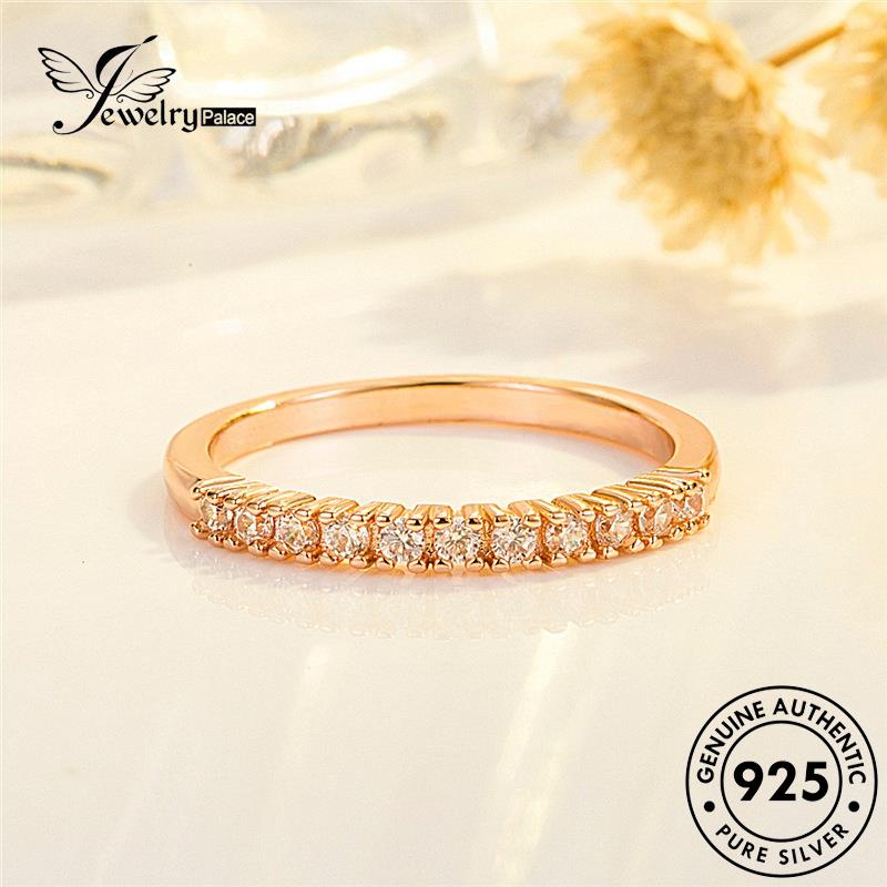 Jewelrypalace Individu Perak925 Baris Emas Berlian Wanita Cincin Moissanite Asli R632