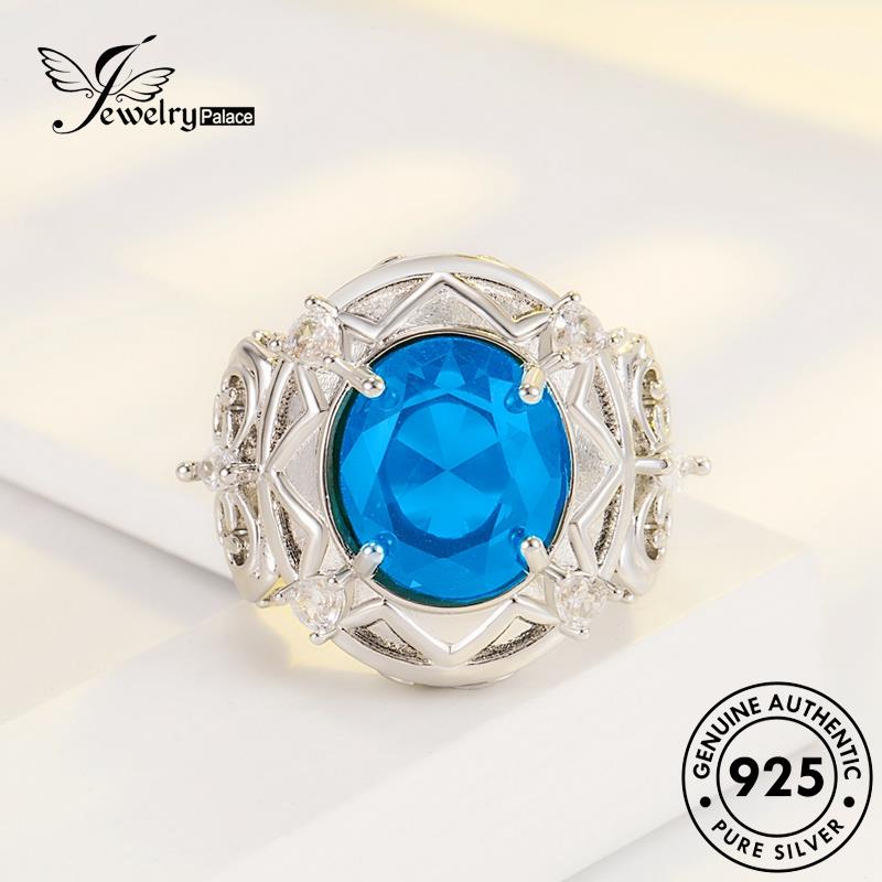 Tempat Perhiasan Wanita Cincin Perak925 Asli Emerald Bulat Mewah R877