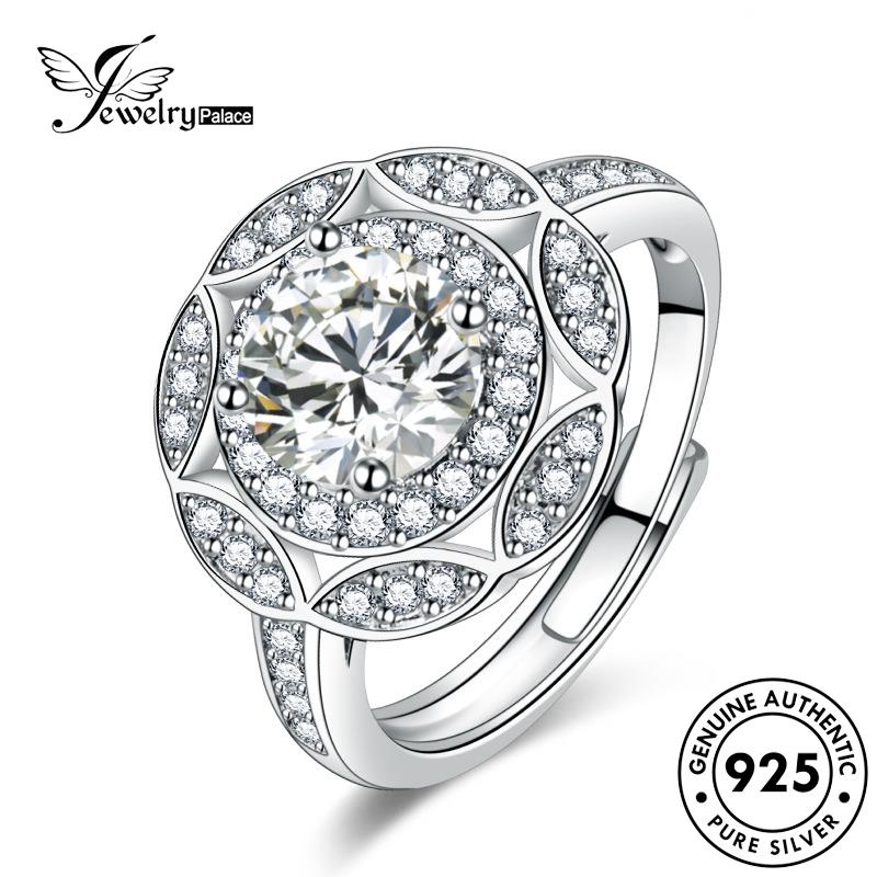 Jewelrypalace Cincin Wanita Berlian Emas Bunga Asli Moissanite Perak925 Mewah R892