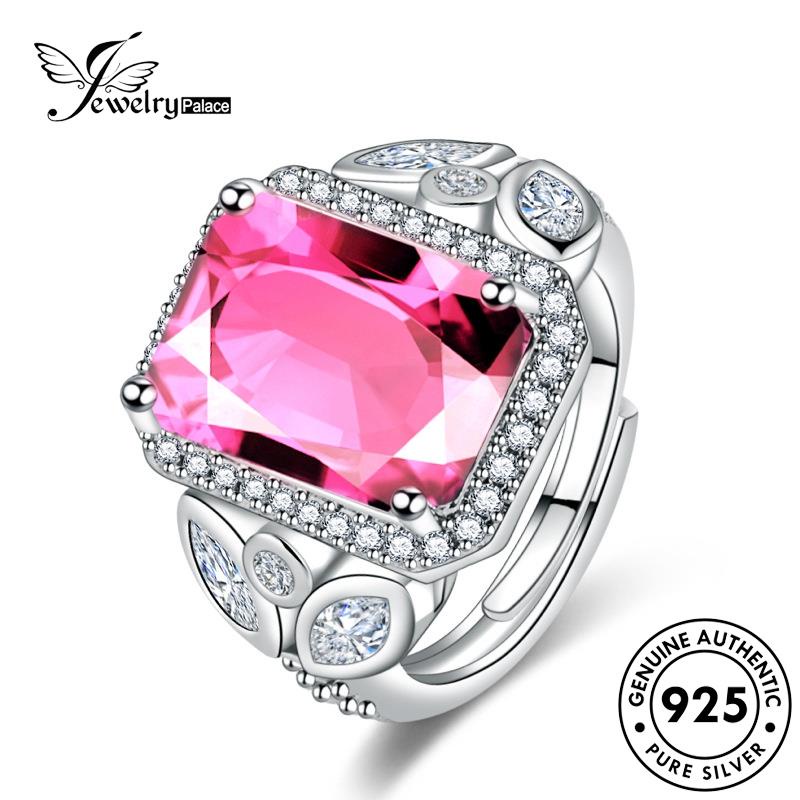 Jewelrypalace Cincin Perak Kristal Berlian Asli925 Wanita Pink Mewah Kupu R900