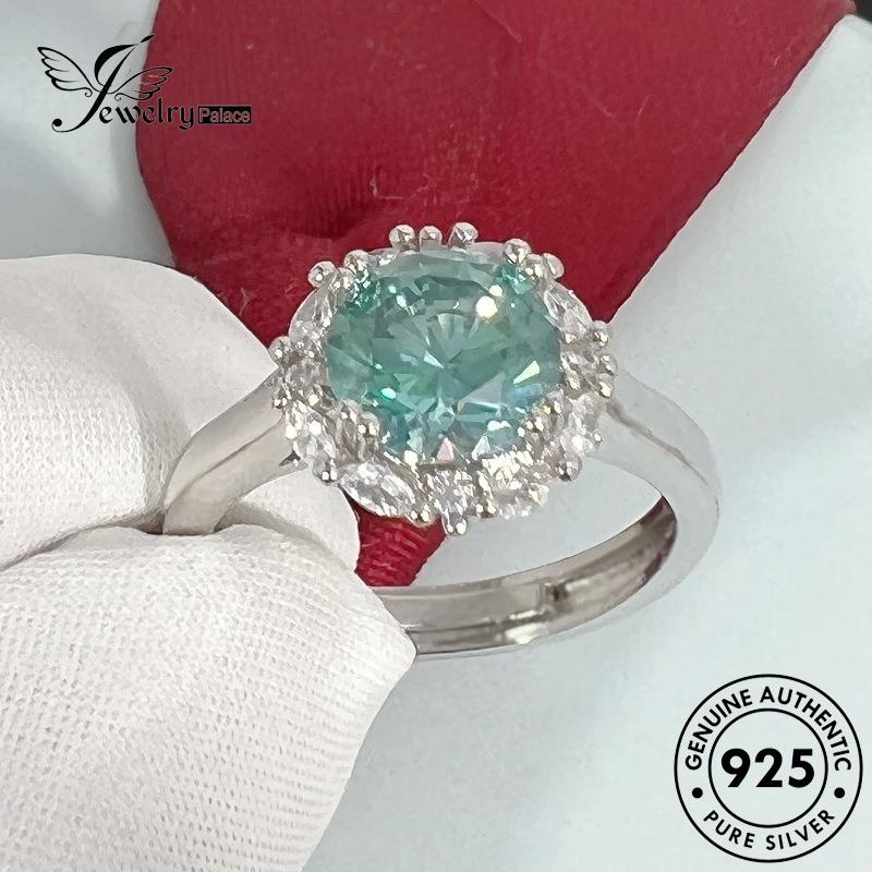 Perhiasantempat Wanita Mata Aquamarine Original Cincin Klasik Perak925 Kuda R917