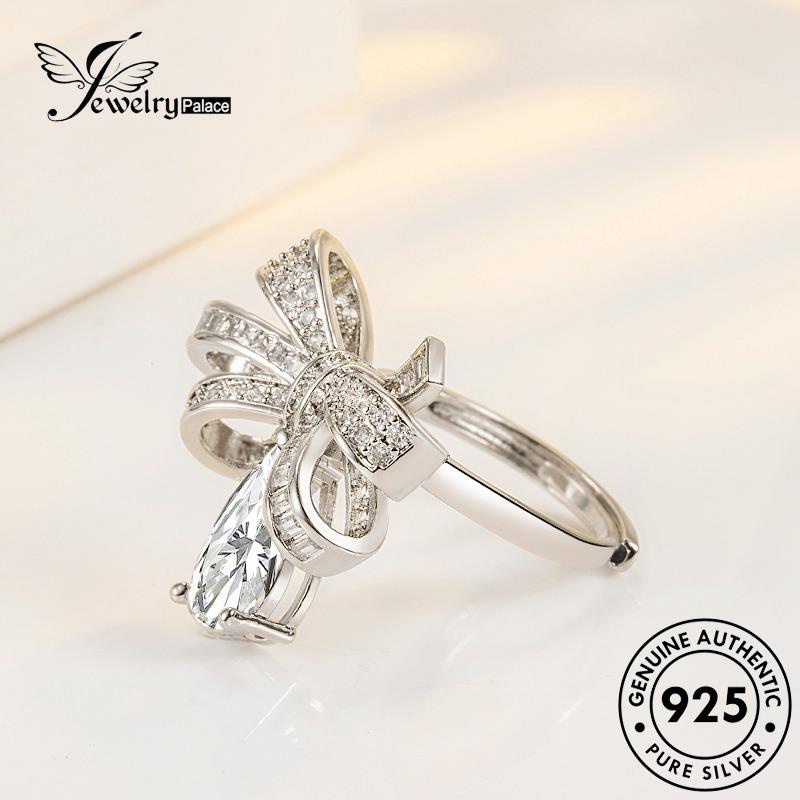 Jewelrypalace Personalized Original Bow Silver Moissanite Rings Berlian925 Wanita R919