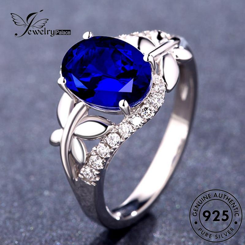 Jewelrypalace Cincin Safir Asli925 Wanita Oval Perak Halus R1056