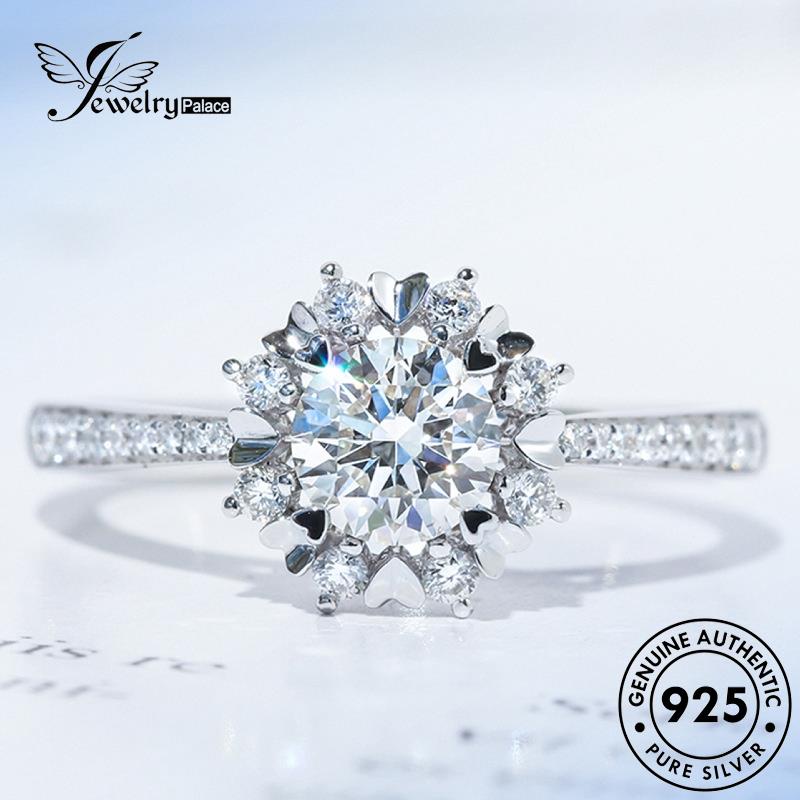 Jewelrypalace 925cincin Asli Fashion Wanita Berlian Snowflake Moissanite Perak R1072