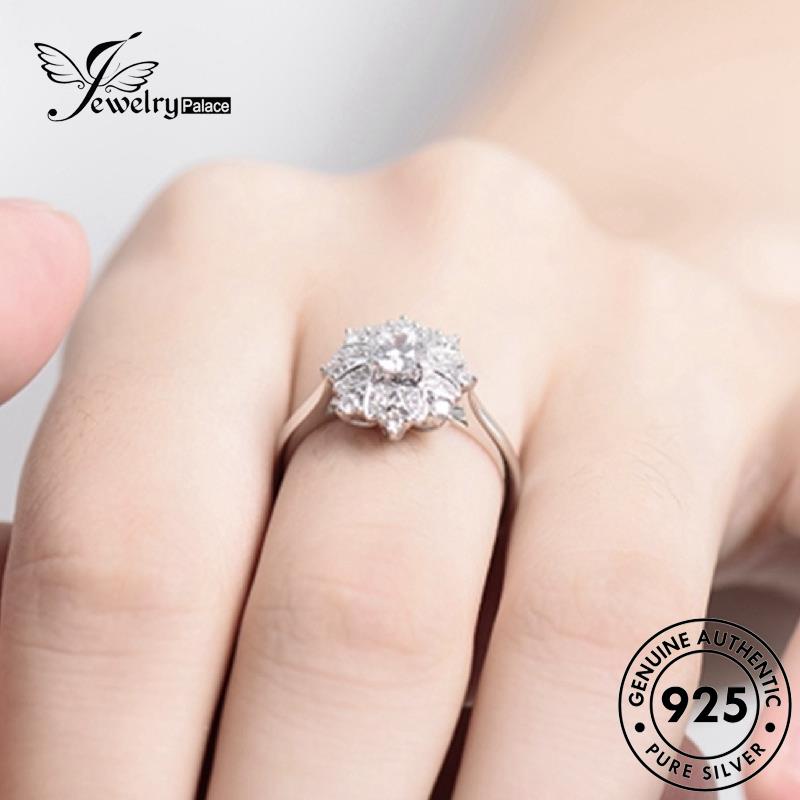 Jewelrypalace Cincin Perak925 Wanita Moissanite Mewah Snowflake Berlian Asli R1085