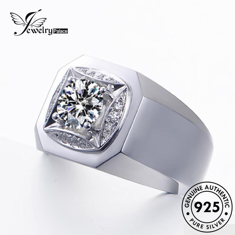 Perhiasantempat Mendominasi925Asli Cincin Moissanite Pria Berlian Perak R1120