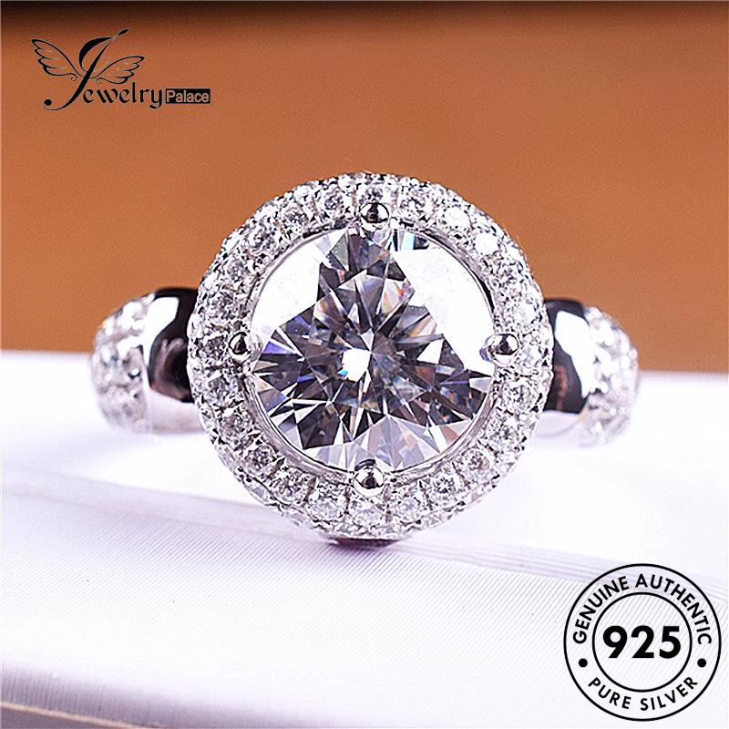 Jewelrypalace925 Fashion Moissanite Berlian Asli Wanita Cincin Perak R1140