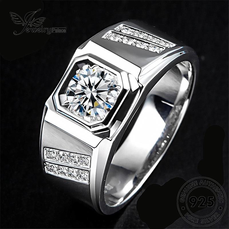 Perhiasantempat Cincin Moissanite Pria Mendominasi Asli Berlian Perak925 R1149