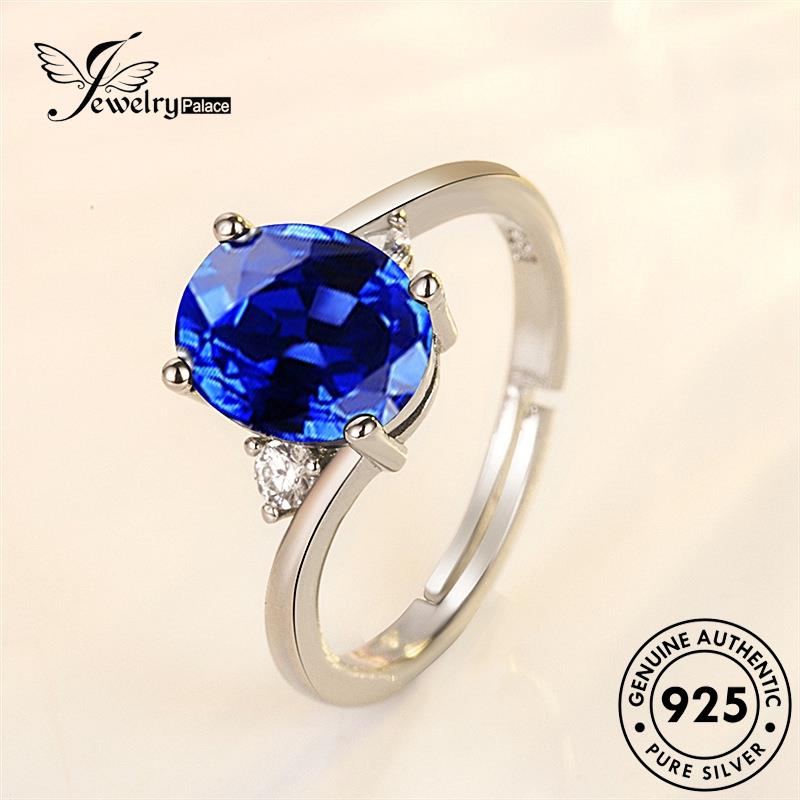 Jewelrypalace Cincin Wanita Perak Fashion Asli Sapphire Oval925 R1230