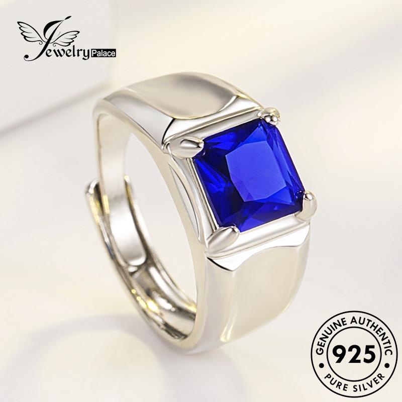 Jewelrypalace Cincin Simple Original Kotak Safir Pria925 Perak R1232