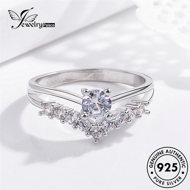 Jewelrypalace Cincin Perak Berlian Kepribadian Moissanite Wanita V Asli925 R1433