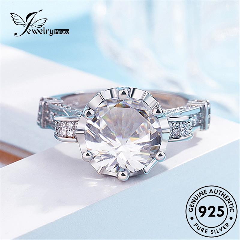 Jewelrypalace Berlian Wanita Moissanite Asli Cincin Mewah Bunga925 Perak R1467