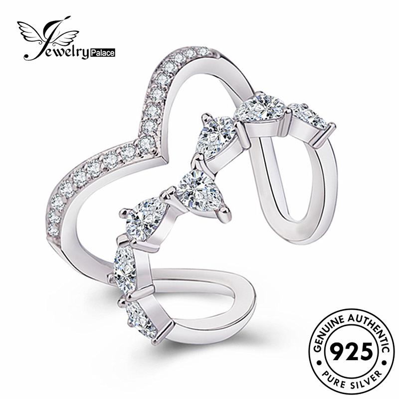 Jewelrypalace 925bentuk Cincin Berlian Moissanite Kepribadian Perak Emas Asli V Wanita R1525