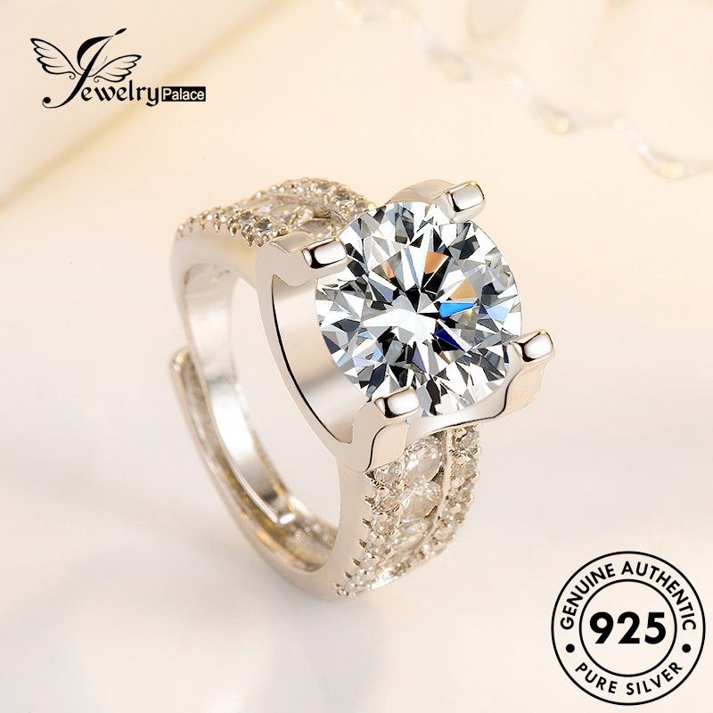 Jewelrypalace Cincin Perak Berlian Wanita Tau Mewah Moissanite925 Asli R1304