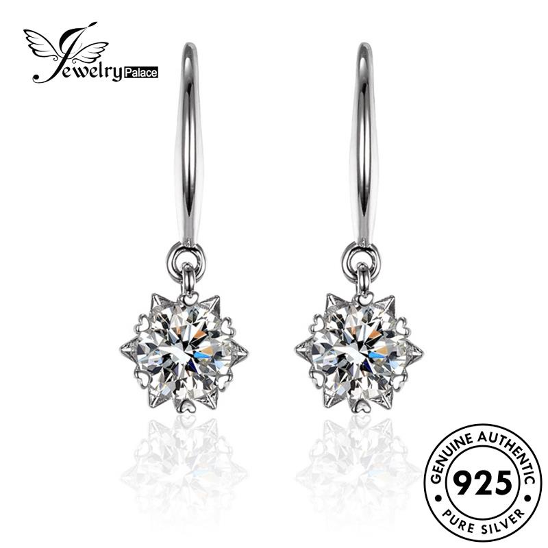 Jewelrypalace Anting925 Wanita Asli Snowflake Moissanite Perak Kait Berlian E15