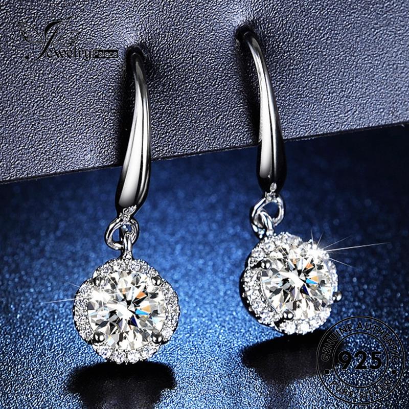 Jewelrypalace 925kait Perak Moissanite Bulat Asli Wanita Anting Berlian E20