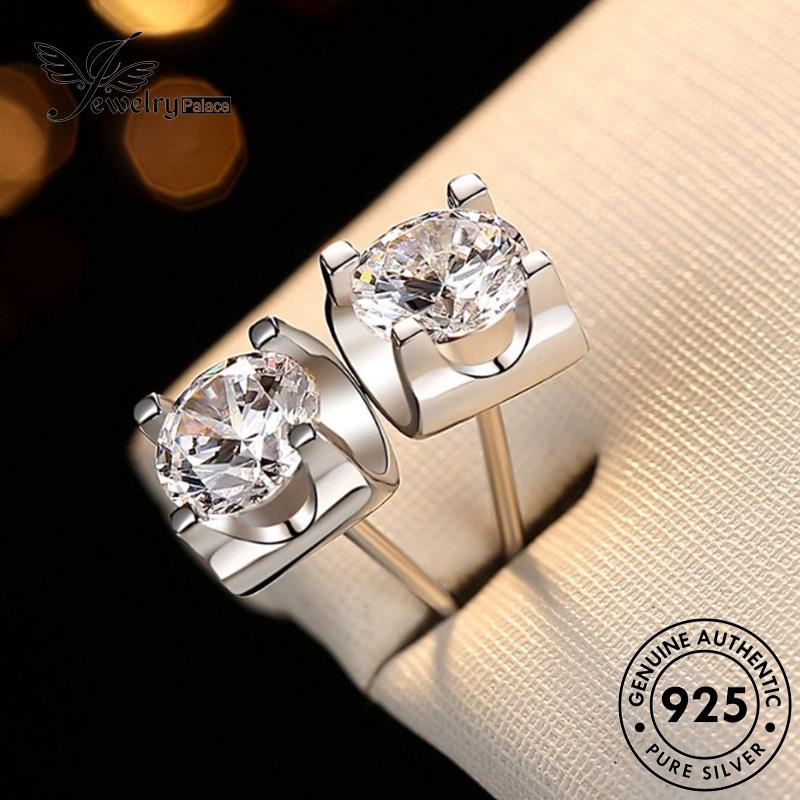 Jewelrypalace Moissanite Kepala Perak925 Cow Stud Wanita Asli Berlian Anting E25